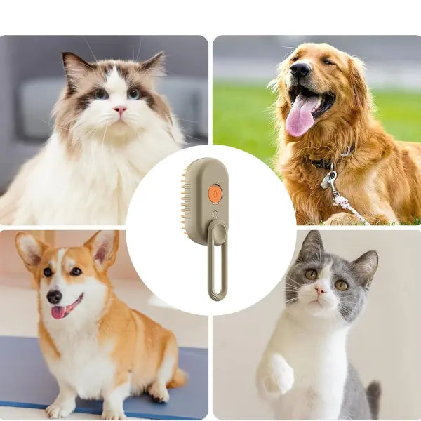 Escova SprayPet™ a Vapor Recarregável para Gatos e Cães