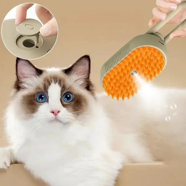 Escova SprayPet™ a Vapor Recarregável para Gatos e Cães